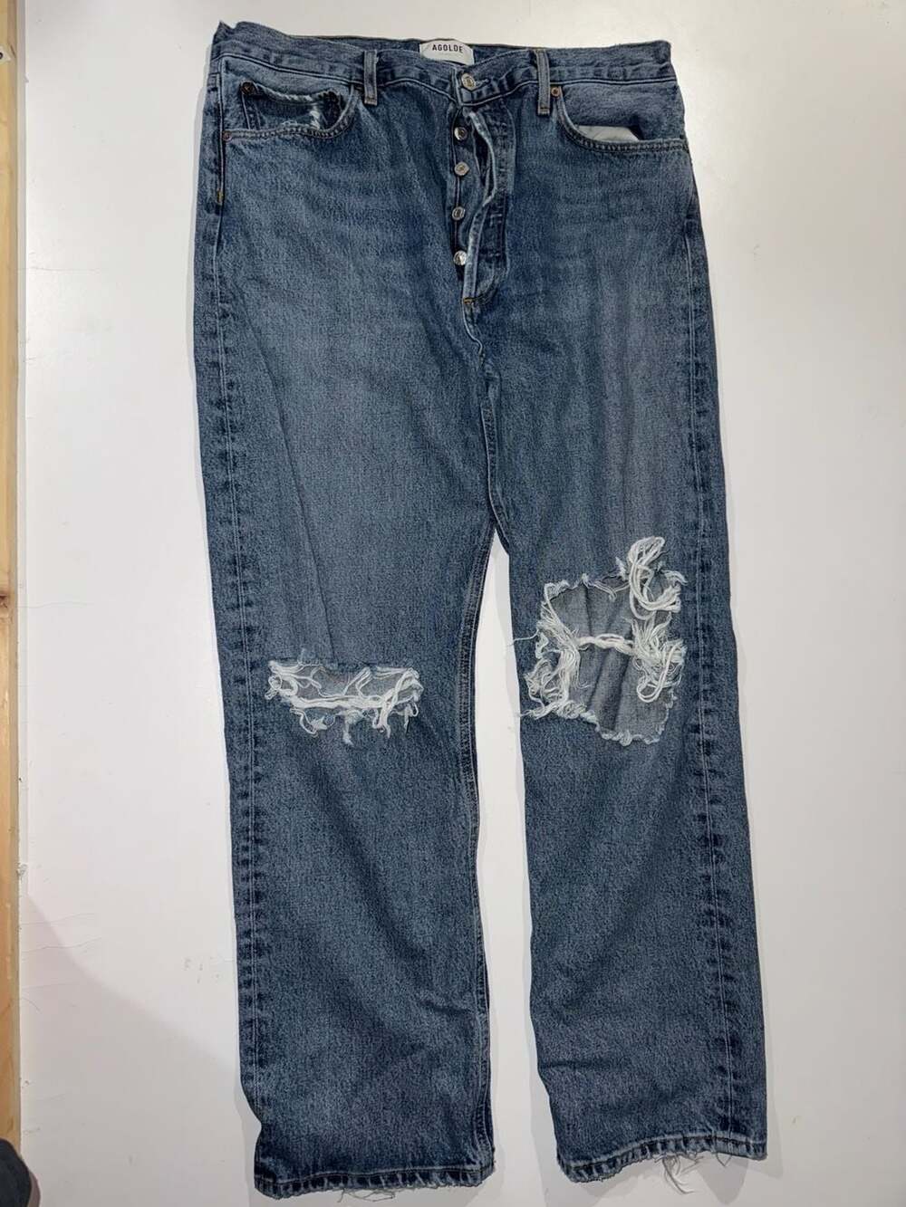 AGOLDE Distressed Mid Rise Straight Leg Jeans Size 32